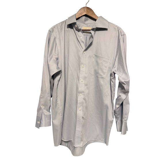 Michael Kors Men's Non-Iron Dress Shirt, 17 32/33, Light Blue, Long Sleeve - Picture 3 of 8